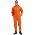 thumbnail image 3 of XUNZOO Men Dustproof Work Coveralls Long Sleeve Hooded Jumpsuit Mechanic Workwear Orange 4XL/190, 3 of 6