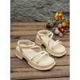thumbnail image 3 of Women Thin Strap Sandals, Elegant Beige Flatform Slide Sandals, 3 of 4
