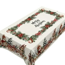 Gnwei Christmas Tablecloth 51x86 Inches for Rectangle Tables - Christmas Decor for Table - Winter Snowman and Deer Water Resistant Table Cloth, Xmas Party Decorations for Kitchen, Home