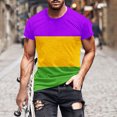 thumbnail image 3 of IYTR Mens Short Sleeve Shirts Comfy T Shirt Color Block Patchwork Summer Fashion Casual Slim Crewneck Blouses Purple XXXXL, 3 of 4