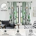 thumbnail image 3 of Green Floral Window Curtain Rustic Country Flower White Daisy Butterfly Sage Mint Black Boho Plant Botanical Fun Living Room Bedroom Window Drapes Treatment Fabric 1 Pair, 42" W x 63" L, Spring, 3 of 6