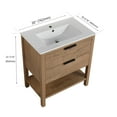 thumbnail image 5 of 30 Inch Bathroom Vanity with Ceramic Sink, Plywood Freestanding Bathroom Storage Cabinet with 2 Drawers for Bathroom, Imitative Oak, 5 of 7