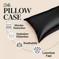thumbnail image 4 of Amay Satin Silk Pillow Case Body Size 20x54 Black Solid Long Body Pillow Cover for Hair & Skin – Silky Smooth Cooling Satin Soft & Luxurious for Sleeping Comfort, 4 of 6