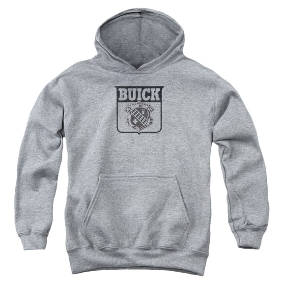 Trevco BUK103-YFTH-2 Buick 1946 Emblem-Youth Pull-Over Hoodie, Athletic Heather - Medium