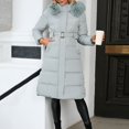 thumbnail image 4 of Vedolay Warm Winter Coats Outerwear Jacket Winter Long Hooded Parka Jacket Light Blue,M, 4 of 5