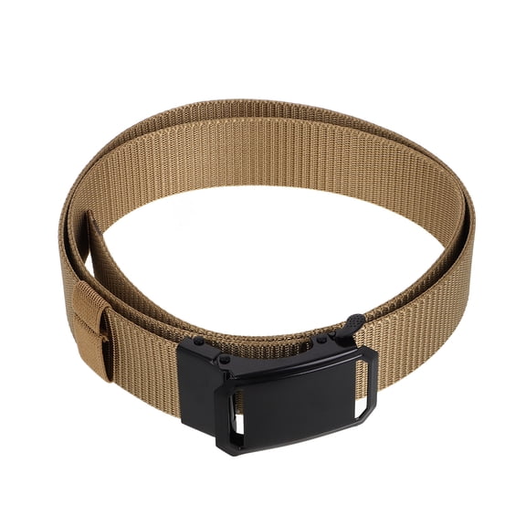 Worgeous adjustable nylon mens ratchet belt simple design wear resistant for jeans training young students khaki