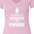 thumbnail image 4 of Inktastic Easily Distracted by Penguins Women's V-Neck T-Shirt, 4 of 5