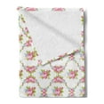 thumbnail image 2 of Shabby Flora Soft Flannel Fleece Blanket, Curvy Borders with Rose Blossoms Retro Feminine Flora Waves Garland Inspired, Cozy Plush for Indoor and Outdoor Use, 50" x 60", Multicolor, by Ambesonne, 2 of 5