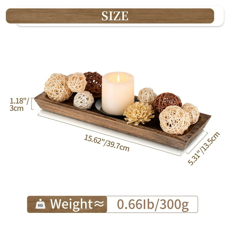 Hanobe Decorative Wooden Tray for Candle Centerpiece photo 4