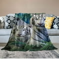 thumbnail image 2 of Nawypu  Tiger Blanket Wild Animal Theme Pattern Throw Blanket for Bed Sofa Couch Kids Adults Safari Cats Sherpa Blanket Soft Wildlife White Tiger Decor Warm Fuzzy Blanket, 2 of 6