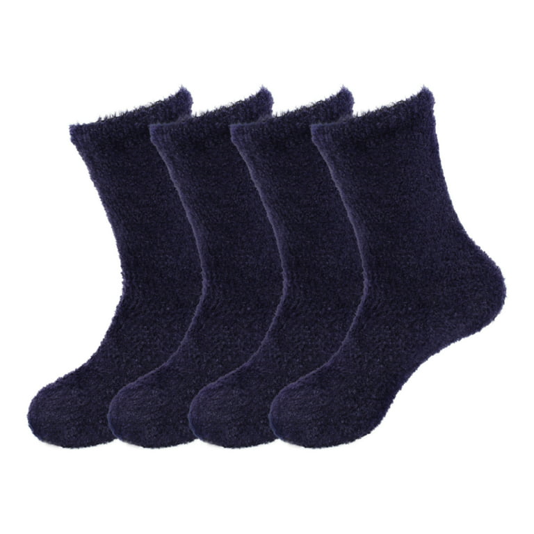 Men's Extra Large Comfy Soft Warm Plush Slipper Bed Fuzzy Socks - Navy - 4  Pairs