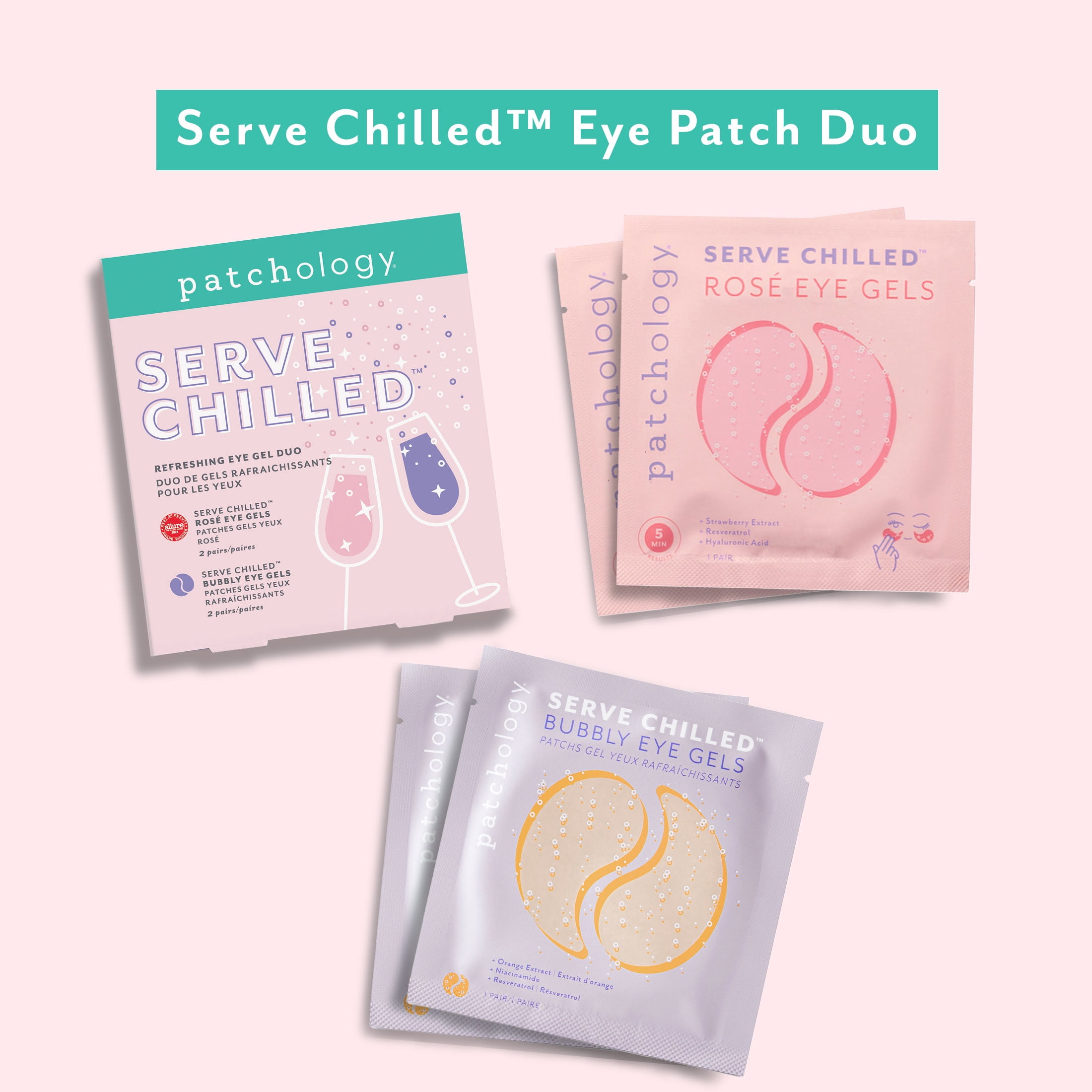 Patchology Serve Chilled Rosé and Bubbly Eye Gel Duo for Hydrating and Brightening