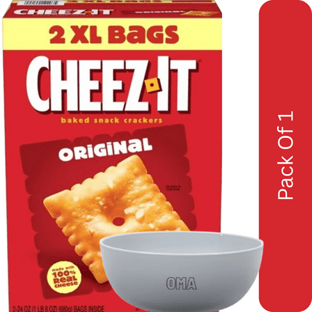 Cheez-It Original Baked Cheese Crackers, 24 oz., 2 Pack with white bowl by OMA