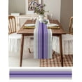 thumbnail image 3 of ERUNPONLY Purple Ombre Stripes Table Runner - 90 Inch Long Minimalist Gradient Lines Texture Cotton and Linen Blended Dress Scarves Farmhouse Table Runner for Kitchen Dining, Coffee Table, 13"x90", 3 of 8