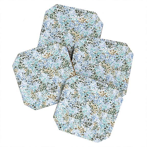 Society6 Ninola Design Blue Speckled Painting Watercolor Stains Set of 4 Coasters