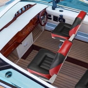 PEXMOR Low/High Back Boat Seats, Folding Boat Seats 2 Pack Thick Soft Cushion Waterproof, Fishing Captain Boat Seats w/Aluminum Hinges & Stainless Steel Screws, 2 Packs
