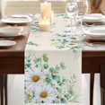 thumbnail image 3 of Table Runners 90 Inches Long Dress Scarves, Spring Floral Farmhouse Coffee/Dining/Kitchen Table Runner for Living Room, Daisy Eucalyptus Leaves Watercolor Rustic 13x90 Inch, 3 of 9