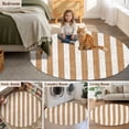 thumbnail image 5 of Brown Stripes 7FT Round Area Rugs for Living Room Modern Abstract Linens Farmhouse Ultra-Thin Non-Slip Round Rugs Machine Washable Low Pile Circle Carpet for Bedroom Kitchen Nursery, 5 of 9