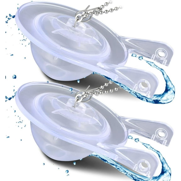 2Pcs 3Inch Toilet Flapper Replacement Kit for 99-827 Toilet Flap Parts Flapper Rubber with Stainless Chain Replacement Parts For Similar Models Easy to Install Clear