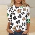 thumbnail image 1 of UPPADA Femmes T-Shirts à Manches 3/4 Mardi Gras Yall T-Shirts à Imprimé Floral Col Rond Blouse à devant Plissé Hauts d'Été Décontractés Chandail à Enfiler Haut Mode Fête Défilé Hauts pour Femmes Hauts à Manches 3/4 Économie, 1 of 5