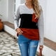 thumbnail image 1 of Women Sweatshirt, Chest Pocket V Neck Color Block Breathable Women Long Sleeve Top For Home For Office ANGGREK No, 1 of 7