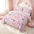 thumbnail image 3 of Erosebridal Princess Butterfly Quilt King, Cartoon Wildlife King Coverlet Set, Pink Reversible, Baby Pink Gold, 3pcs (1 Bedspread and 2 Pillowcases), 3 of 7