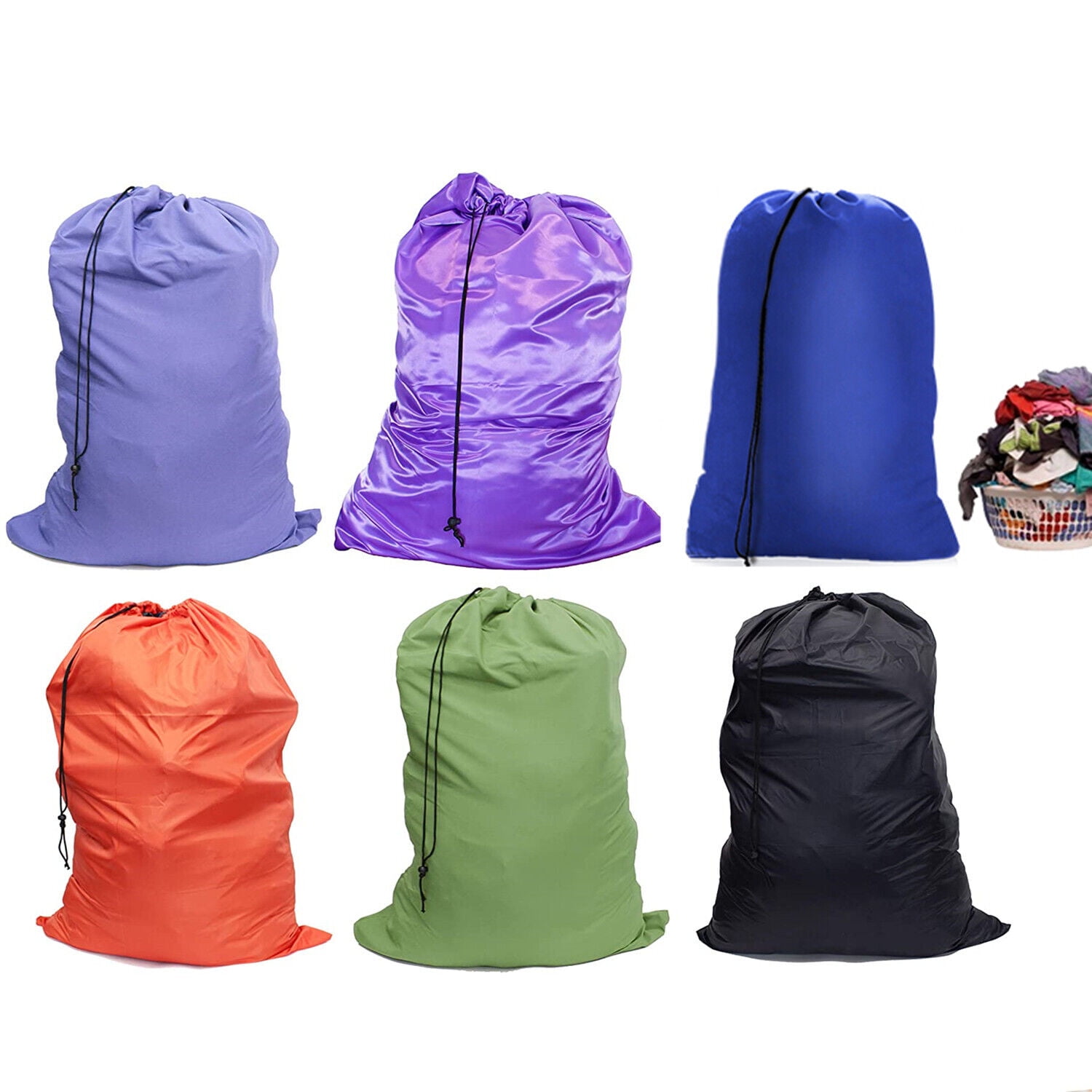 12 Pack Extra Large 29" X 40" Nylon Washable Laundry Bag, Heavy Duty Hamper Drawstring, Assorted Colors