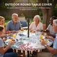 thumbnail image 3 of Round Outdoor Tablecloth with Umbrella Hole and Zipper, Navy Blue Coastal Tablecloth with Elastic Waterproof, Grey Red Beige Coral Starfish Nautical Patio Table Covers for 31" - 35" Pool Tables, 3 of 9