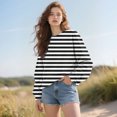 thumbnail image 2 of Holzkary Oversized Sweatshirt for Women Warm Soft Printed Shirt Winter Sweatshirts Tops Loose Fit Casual Long Sleeve Striped Sweatshirt Comfy Fall Winter Outfits Clothes 2025 Fashion Bk1 L, 2 of 7