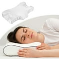 thumbnail image 5 of Unique Bargains Bed Memory Foam Pillow for Neck and Shoulder Pain Ease Home Sleeping Pillow Neck Support Satin White, 5 of 7