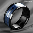 thumbnail image 5 of Tungsten Rings for Men Wedding Bands for Him Womens Wedding Bands for Her 8mm Arrow Dome Black Multidimensional Blue, 5 of 8
