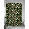 thumbnail image 5 of Tropical Shower Curtain, Frog Bread Mushroom Coffee Print Bathroom Decor Curtains Set with Hooks, Dark Green Waterproof Fabric Home Accessories， 72X 96 Inch Extra Long, 5 of 6