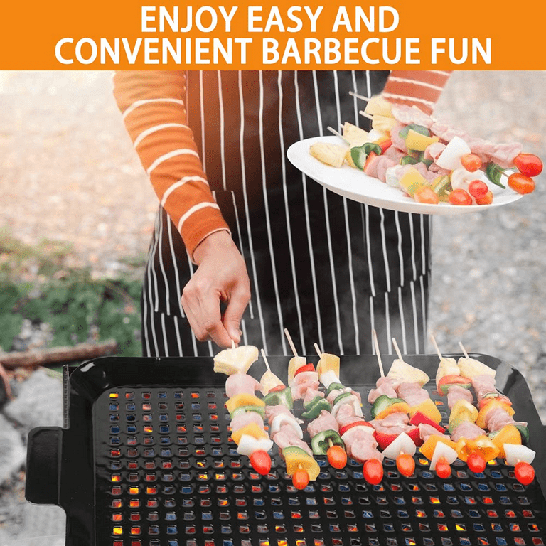 COOK TIME Grill Pan Set of 2, BBQ Grill Topper for Outdoor Grill, Stainless  Steel Grilling Baskets with Holes and Handles, Perforated Food Tray