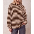 thumbnail image 3 of BTFBM Womens Long Sleeve Tops Fall Fashion | Lightweight, Crew Neck, Oversized Striped Shirt Women, Y2k Clothes, Vacation Travel Outfits, Going Out Top, Winter Layering, 3 of 9