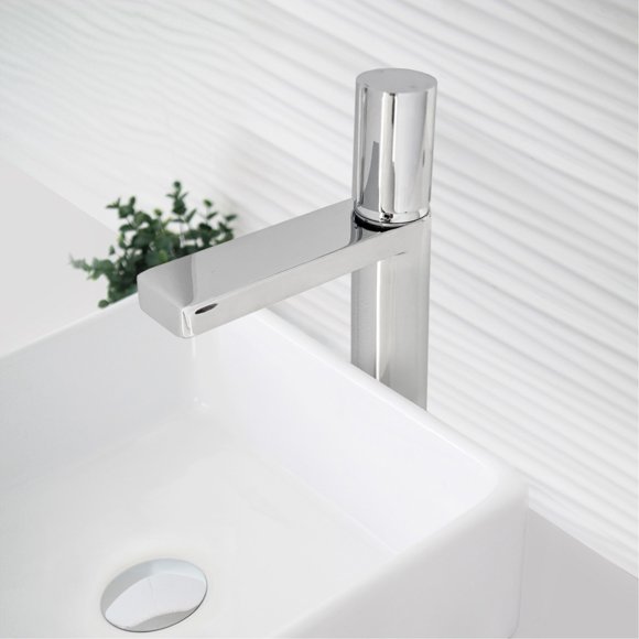 Stylish Single-Handle Polished Chrome Vessel Bathroom Faucet Height 12" B-122C