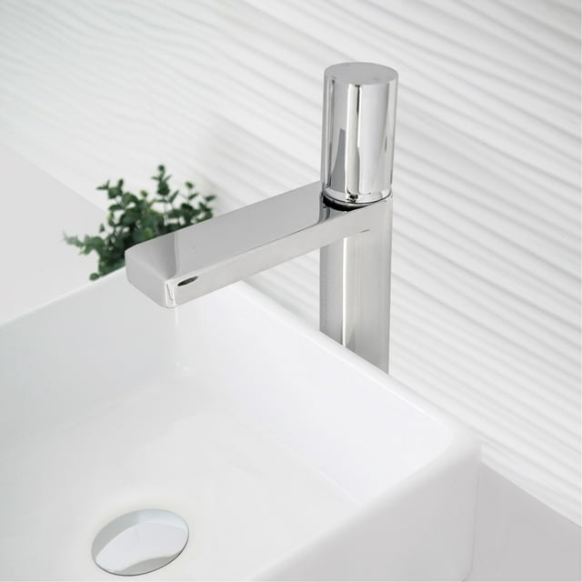 Robinet de Salle de Bain Élégant à une Poignée en Chrome Poli Hauteur 12 Pouces B-122C