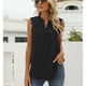 thumbnail image 2 of Camiseta sin mangas para mujer con cuello en V y encaje holgado, color sólido, camisa casual de gasa fresca para uso diario, 2 of 6