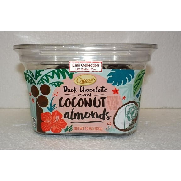 Choceur Dark Chocolate Covered Coconut Almonds 10oz 283g (Single Tub)