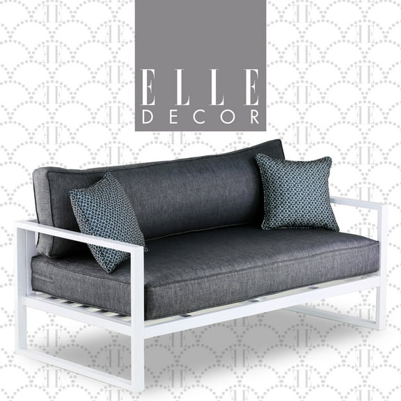 Elle Decor Paloma Outdoor Patio Furniture Collection in Weather-Resistant Metal Frame Patio Sofa, White