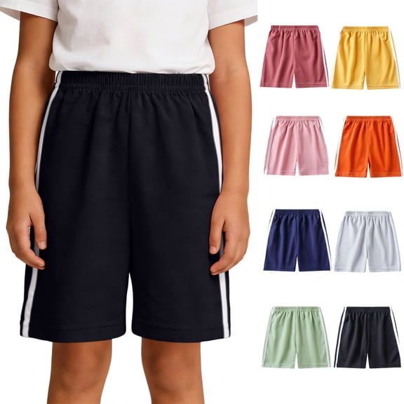 Fnooota Boys Athletic Shorts, Relaxed Fit Elastic Waist Summer Casual Basketball Shorts Black Size 10-12