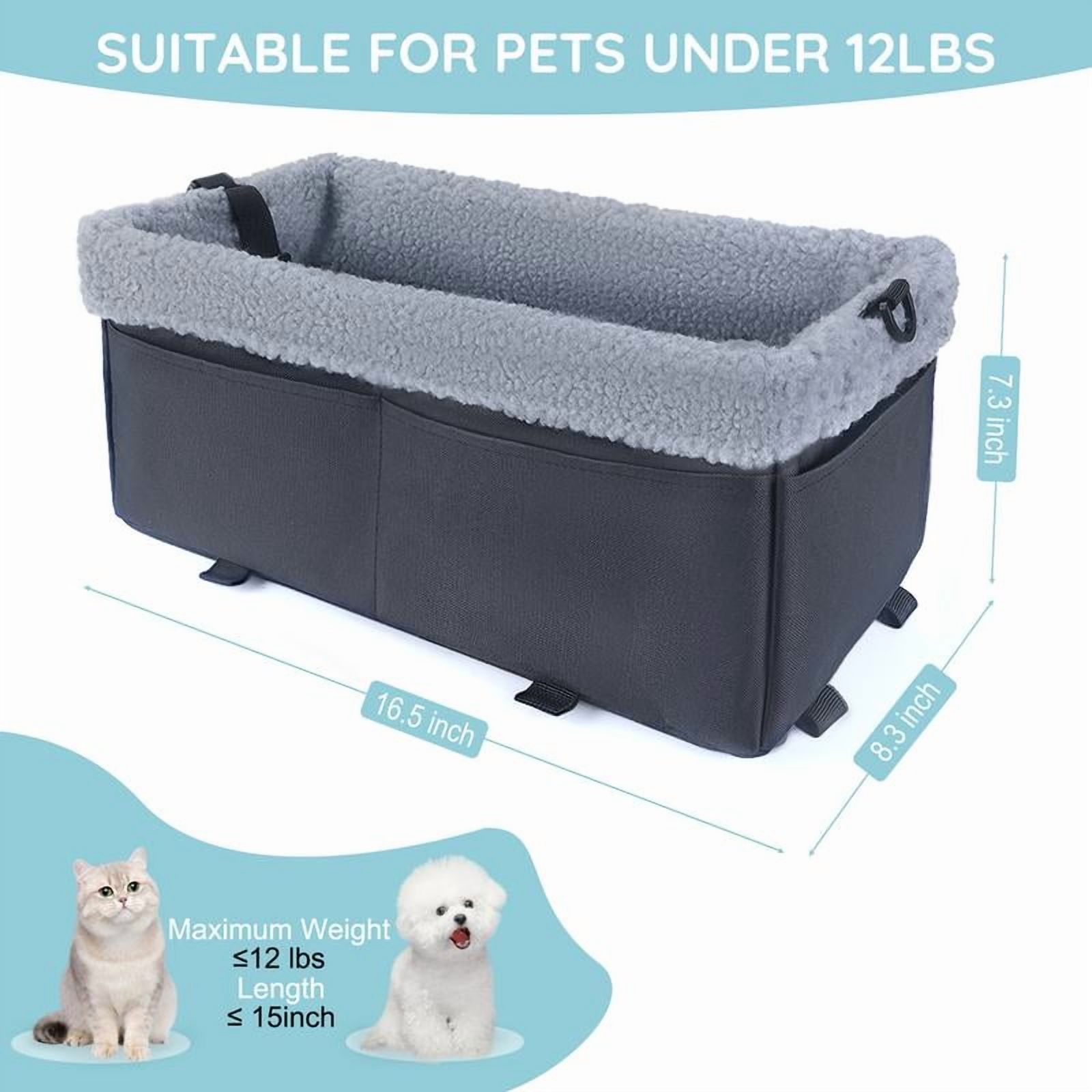 Dog Car Seat for Small Dogs, Center Console Dog Car Seat with Soft Cushion, Black Cat Car Seat