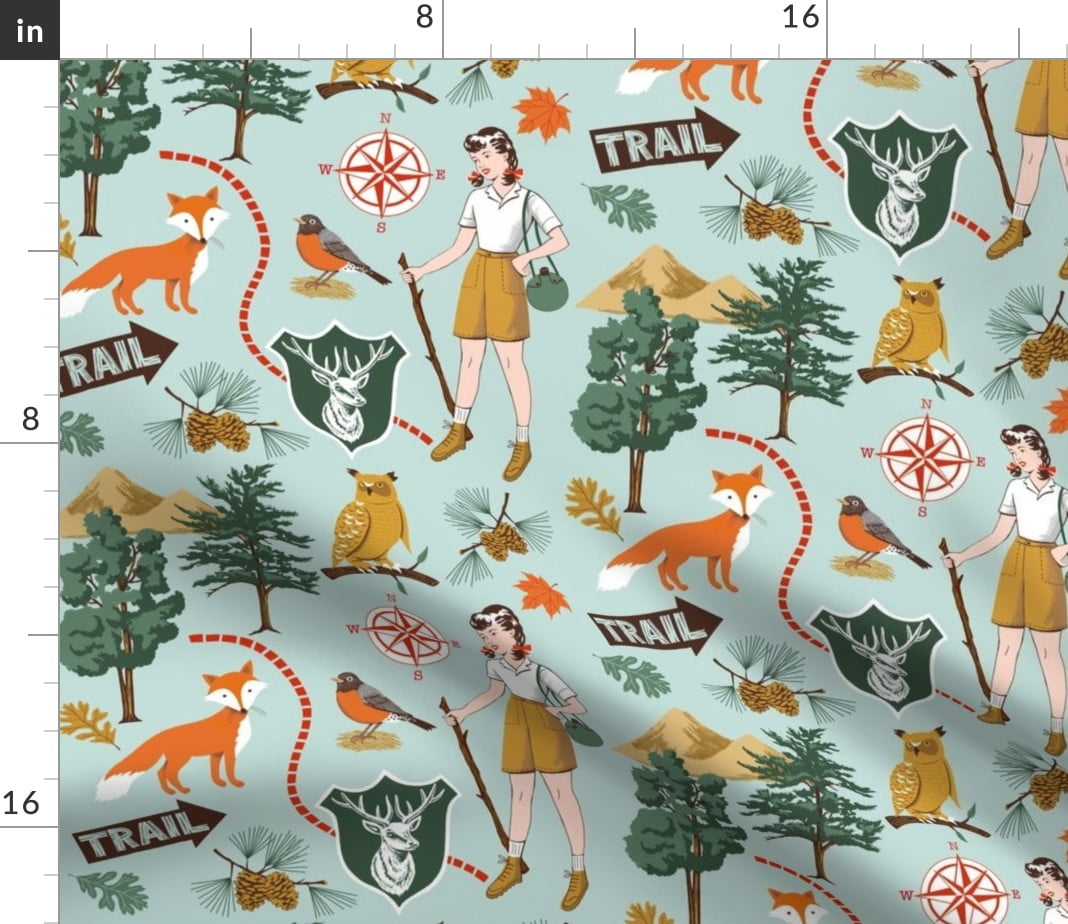 Spoonflower Fabric - Happy Vintage Nature Forest Owl Girl Fox Woods Printed  on Denim Fabric Fat Quarter - Bottomweight Apparel Home Decor Upholstery -  Walmart.com