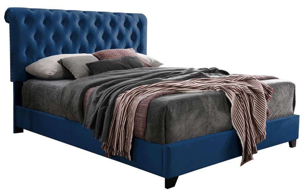 Bedroom Kimberly Scalloped Queen Bed, Blue