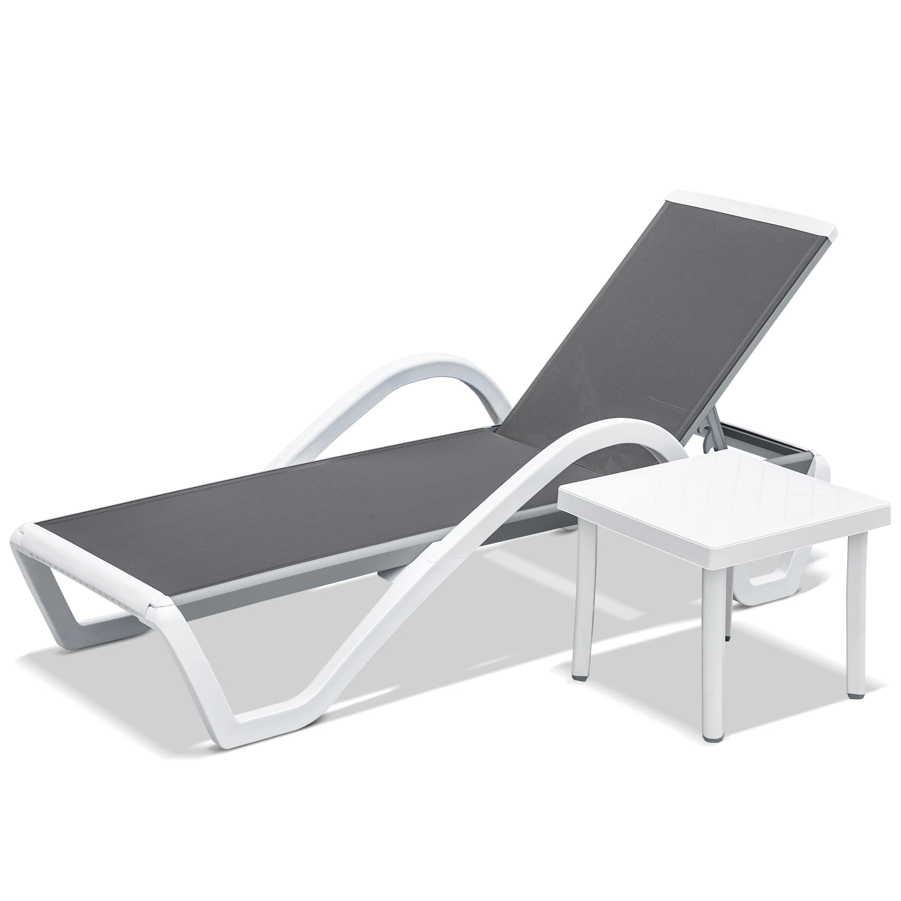 Mydepot Domi Patio Chaise Lounge, Outdoor Aluminum Chair, Adjustable Backrest, Beach Patio Chair - image 1 of 4
