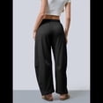 thumbnail image 4 of Pantalones Deportivos para Mujer con Cintura Elástica, Pierna y Cordón Ajustable, Estilo Palazzo Informal con Bolsillos. Negro XL, 4 of 9