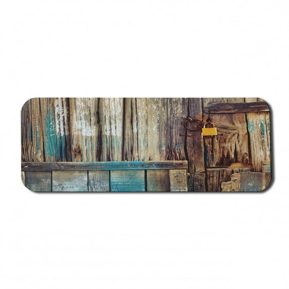 Rustic Computer Mouse Pad, Aged Shed Door Backdrop Color Details Country Living Exterior Pastoral Mansion Image, Rectangle Non-Slip Rubber Mousepad Large, 31" x 12" Gaming Size, Brown, by Ambesonne