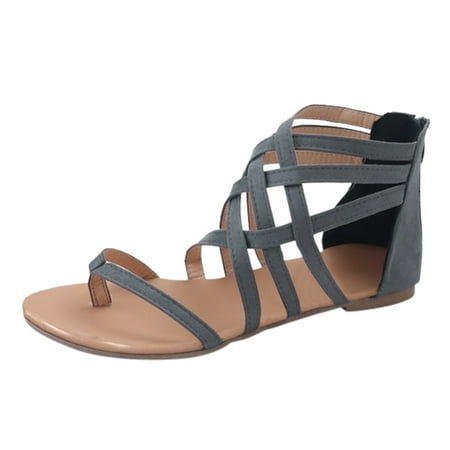 Fashion Open Women S Toe Women s athletic & Outdoor Sandals & Slides Summer Breathable Sandals Beach Barefoot Sandals for Women Flat Zipper Shoes Women s Trendy Sandals for Women Sandals