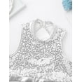 thumbnail image 7 of TiaoBug Kids Girls Jazz Hip-hop Dance Outfits Sequins Crop Top Metallic Bottoms Set Silver 6, 7 of 7