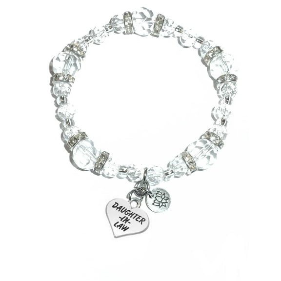 Hidden Hollow Beads - Daughter Charm Bracelet - Crystal Stretch