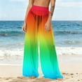 thumbnail image 2 of dazeni Swimsuit Coverup for Women See-Through Mesh High Waisted Long Pants Rainbow Colorful SwimsuitS Bikini Bottoms Cover Up Summer Wide Leg Loose Beach Trousers E X-Large, 2 of 7
